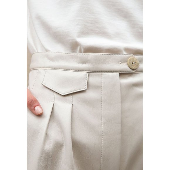 Nanushka "Mitsu" Faux-Leather Pants in Beige, size XL - Picture 3 of 10